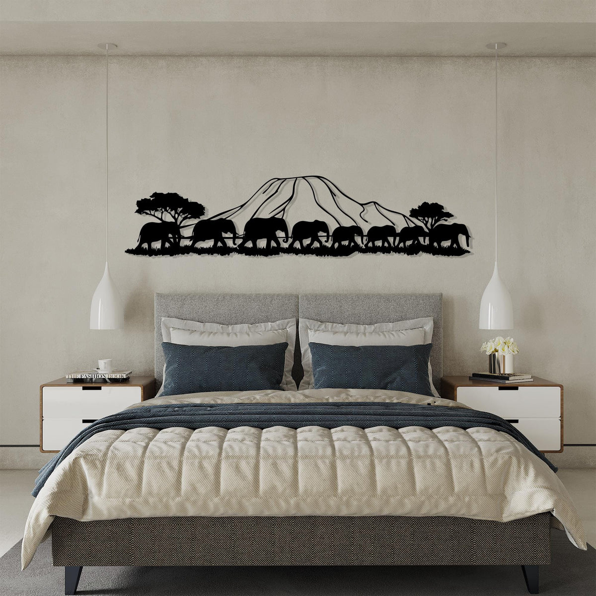 Kilimanjaro Elephant Metal Wall Art colour options for the metal panel