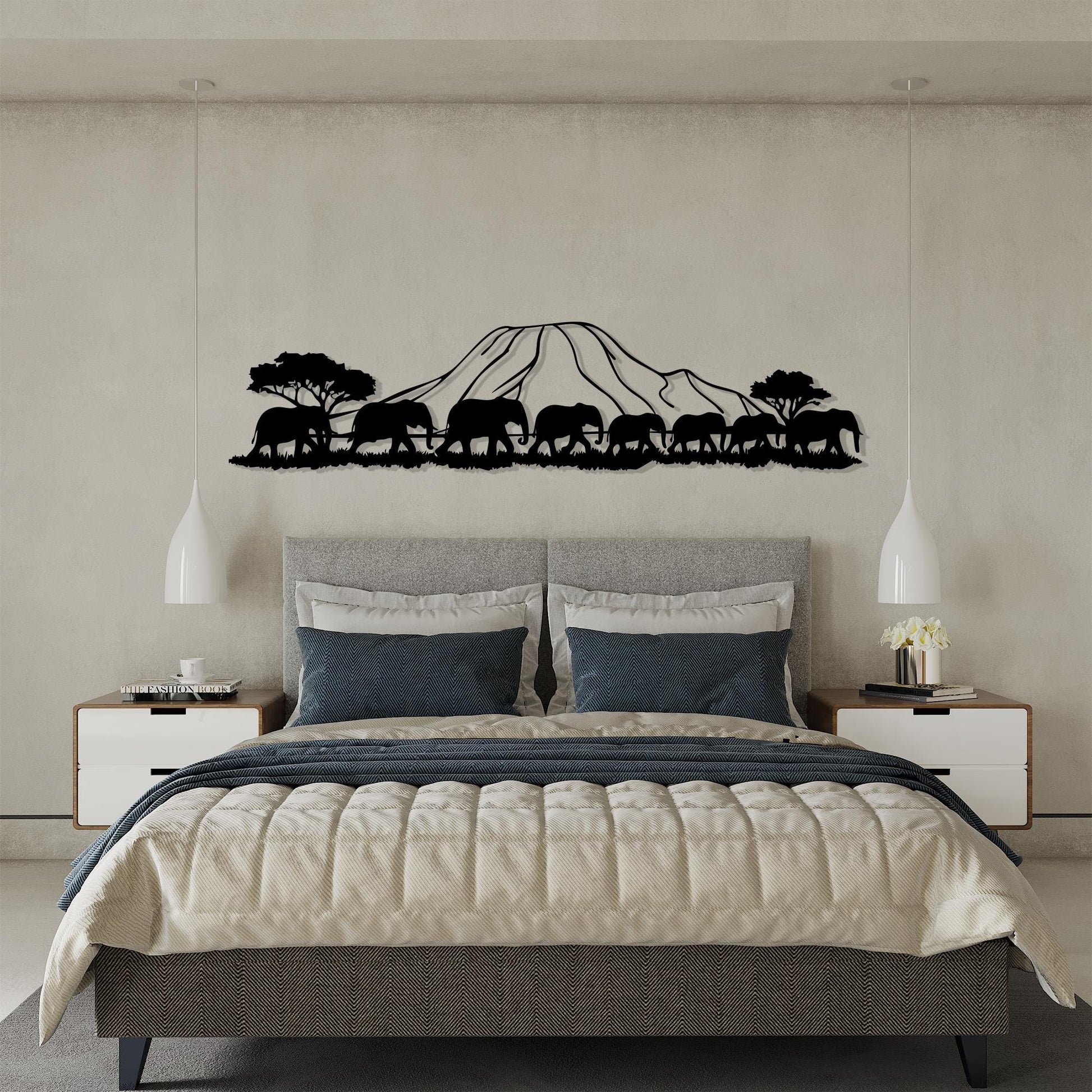 Kilimanjaro Elephant Metal Wall Art colour options for the metal panel