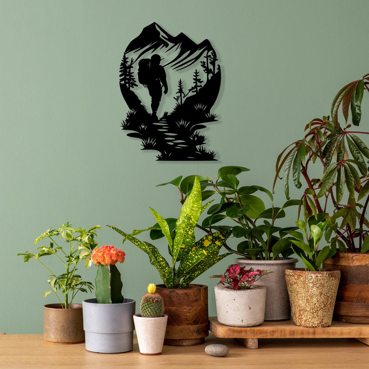 Hiker Metal Wall Art bedroom interior styling