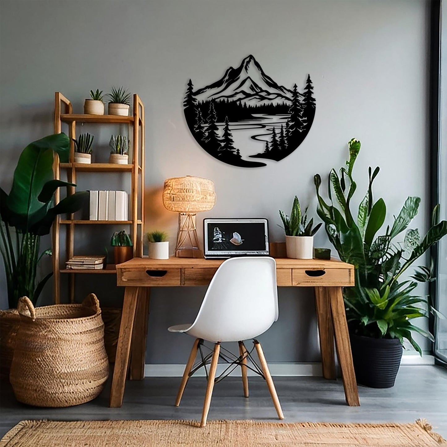 Mountain Metal Wall Art hanging hardware and mounting detail