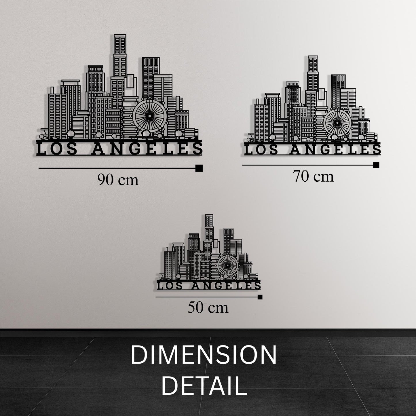 Los Angeles Skyline Metal Wall Art – Modern LA Cityscape Decor