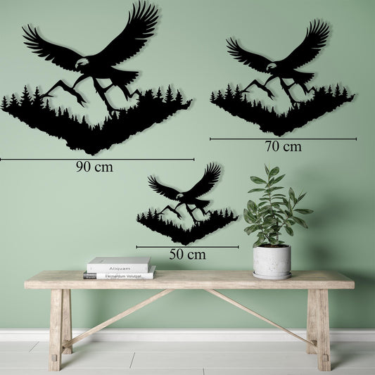 Eagle Mountain Metal Wall Art shown on a living room wall