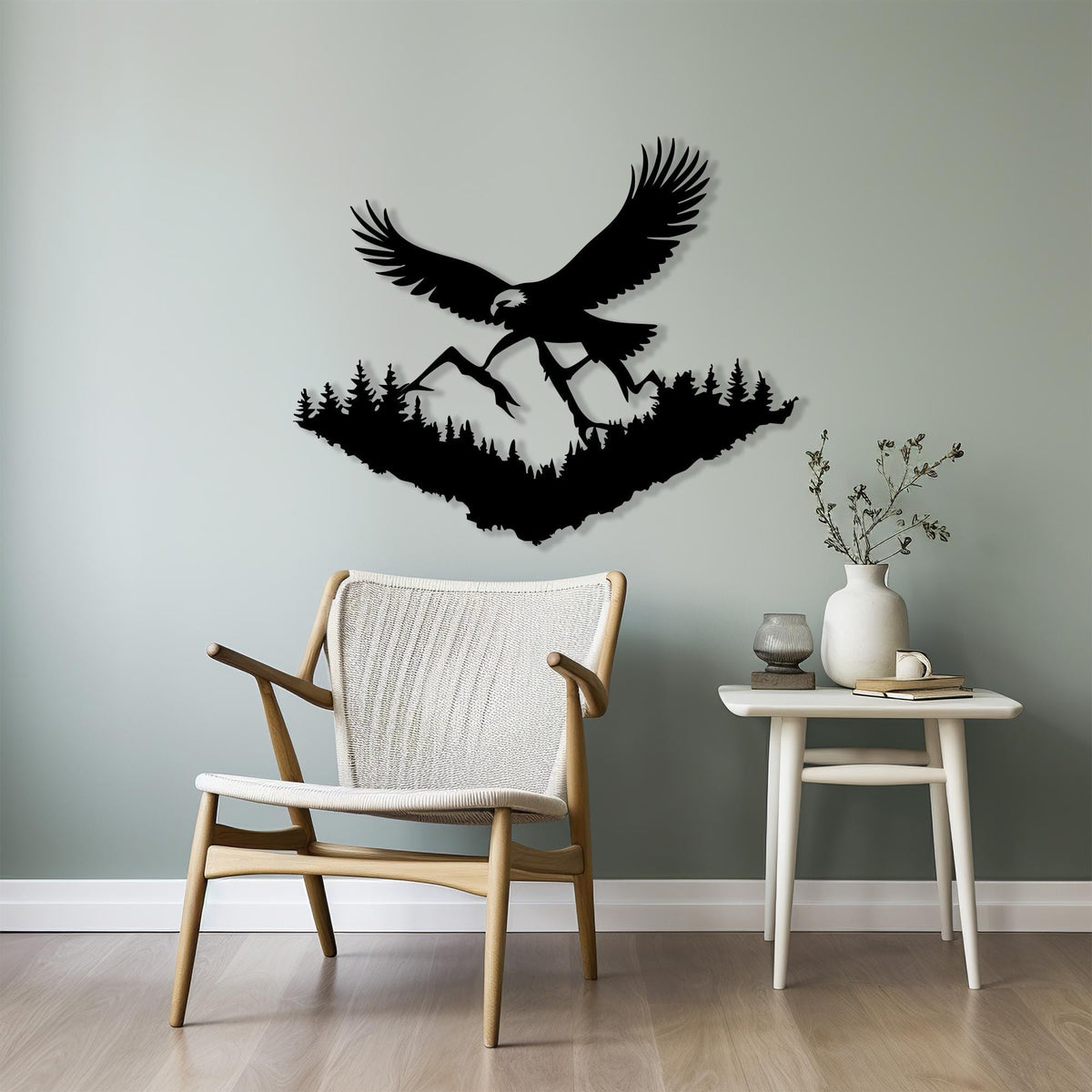 Eagle Mountain Metal Wall Art close-up of the powder-coated finish