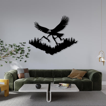 Eagle Mountain Metal Wall Art size guide with dimensions in cm and inches