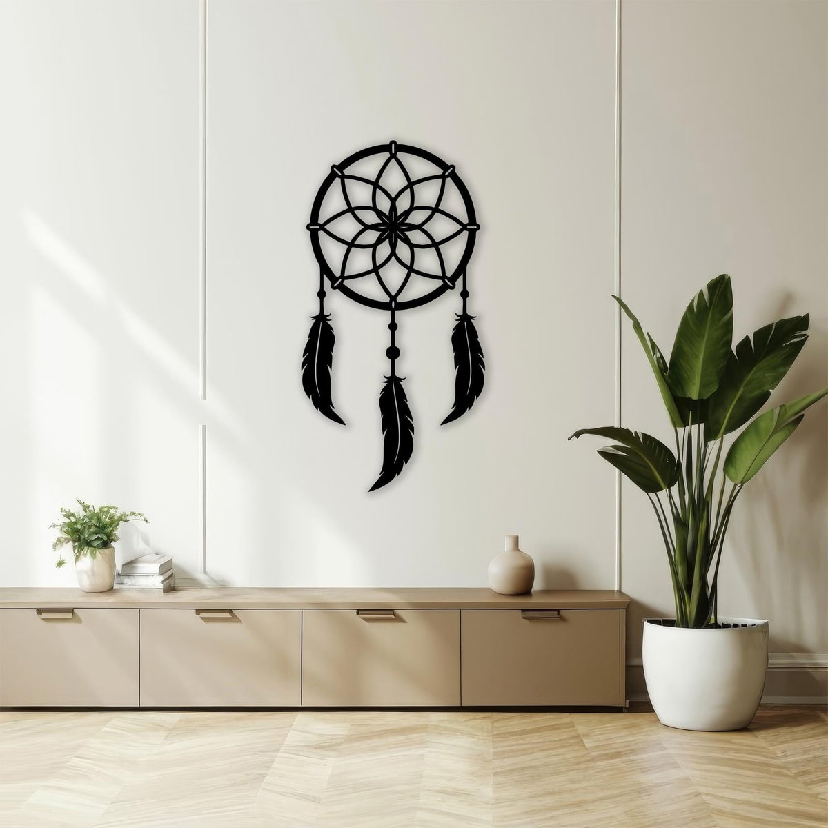 Dreamcatcher Black Metal Wall Art detail of the metal edge