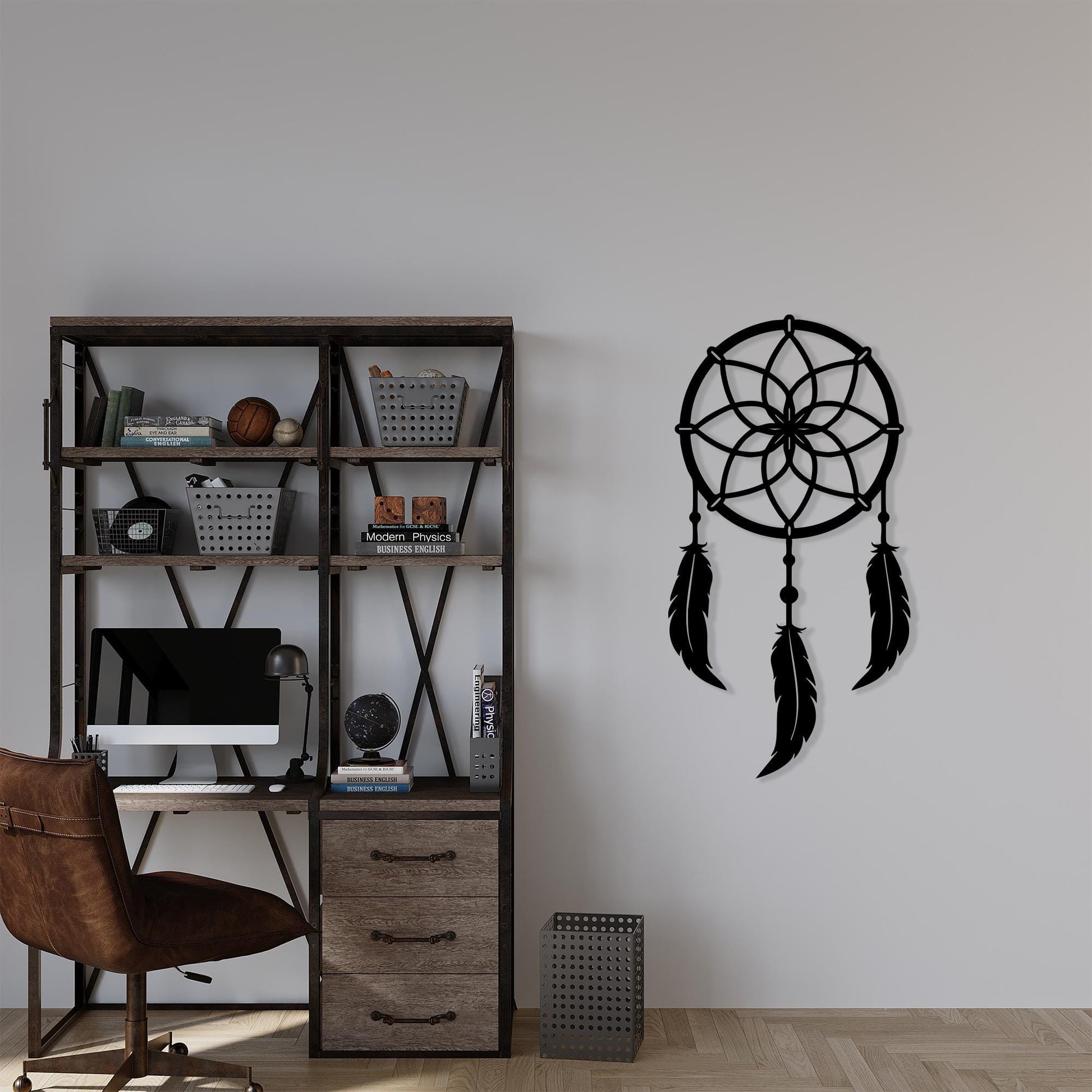 Dreamcatcher Black Metal Wall Art, Boho Feather Decor for Bedrooms, Unique Birthday Gifts | Wallsignature