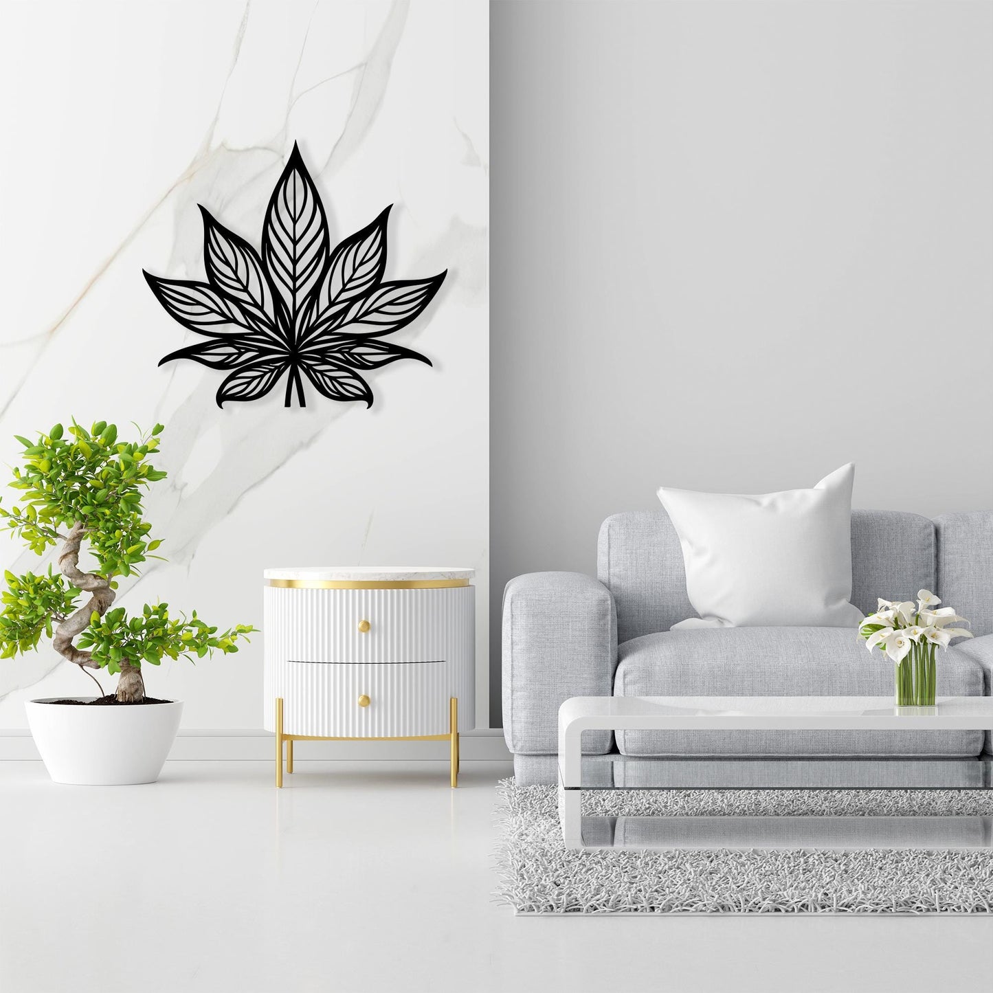 Lotus Flower Metal Wall Art – Modern Botanical Living Room Decor