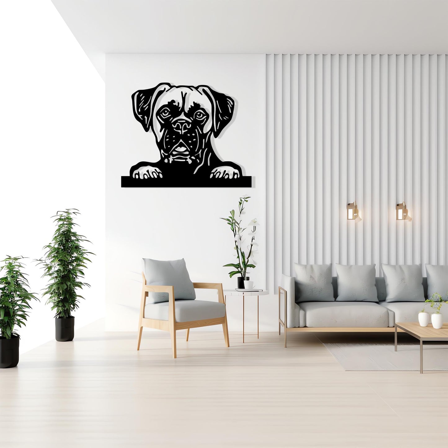 Boxer Dog Metal Wall Art, Modern Steel Silhouette