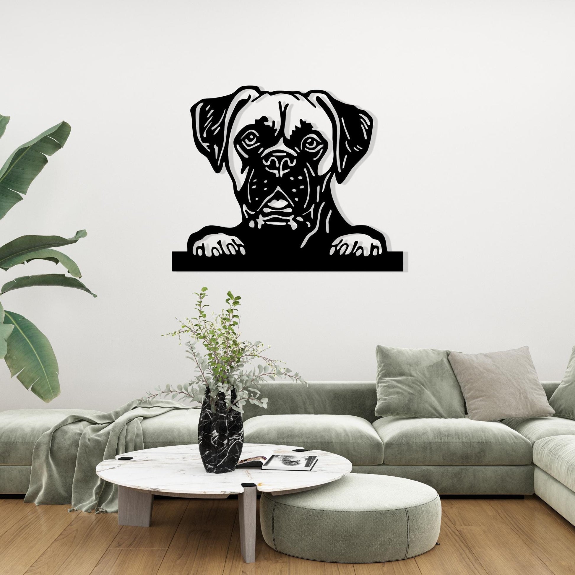 Boxer Dog Metal Wall Art colour options for the metal panel