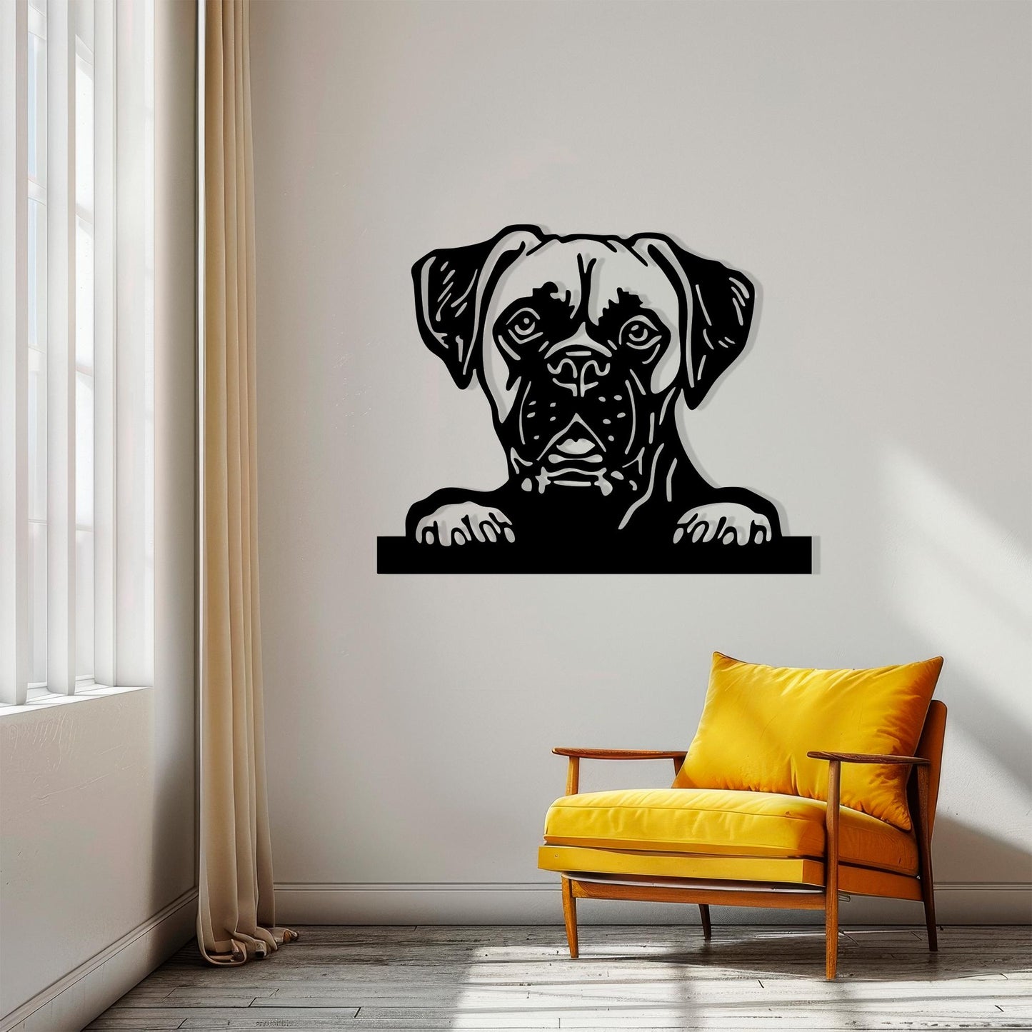 Boxer Dog Metal Wall Art, Modern Steel Silhouette