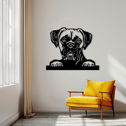 Boxer Dog Metal Wall Art hanging hardware and mounting detail