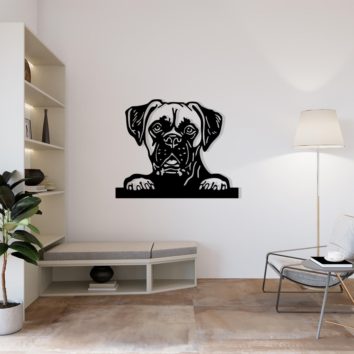Boxer Dog Metal Wall Art, Modern Steel Silhouette