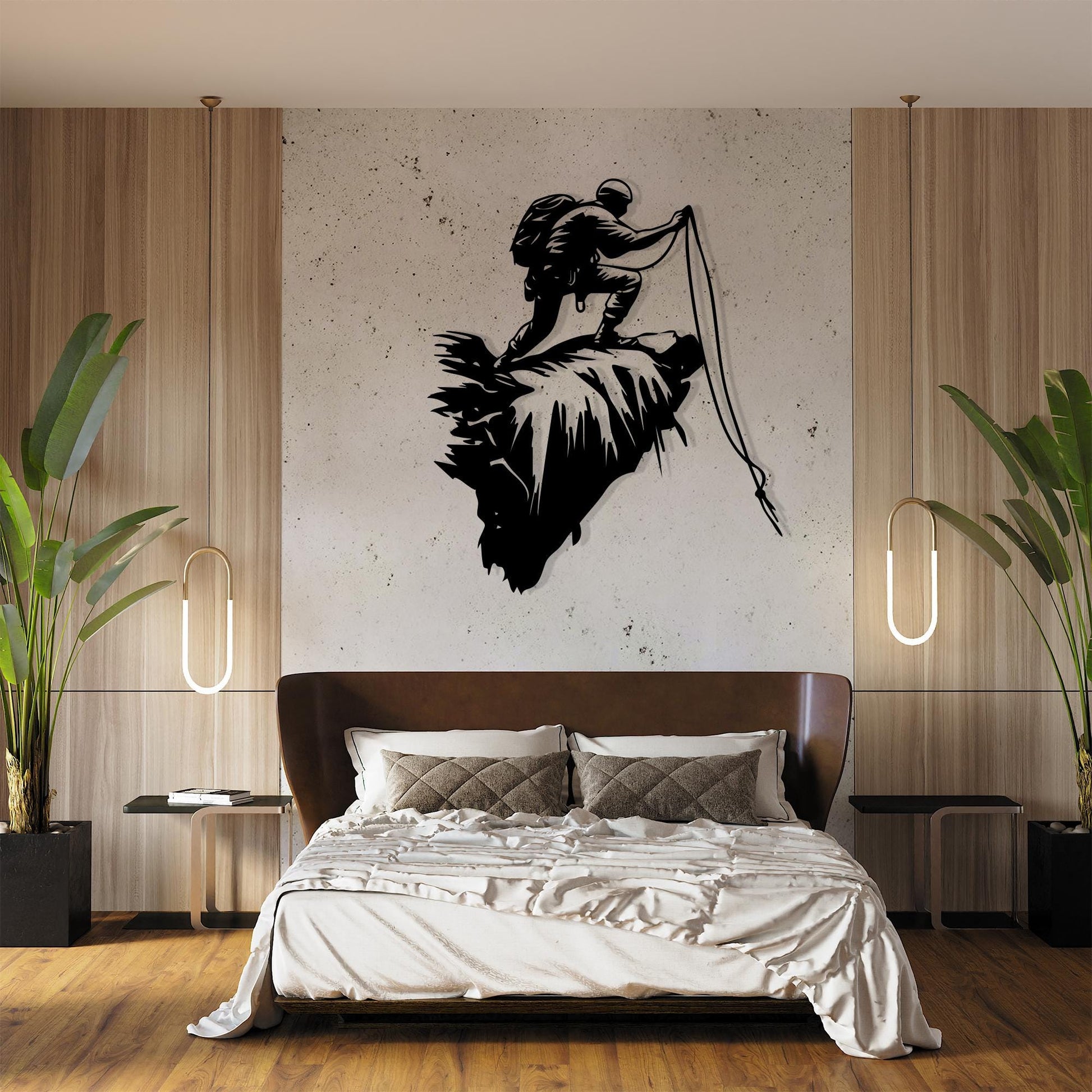 Rock Climber Metal Wall Art size guide with dimensions in cm and inches