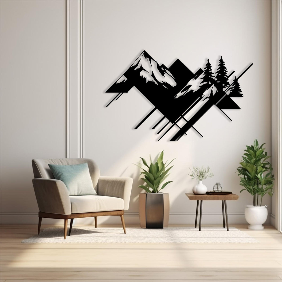 Geometric Mountain Metal Wall Art colour options for the metal panel