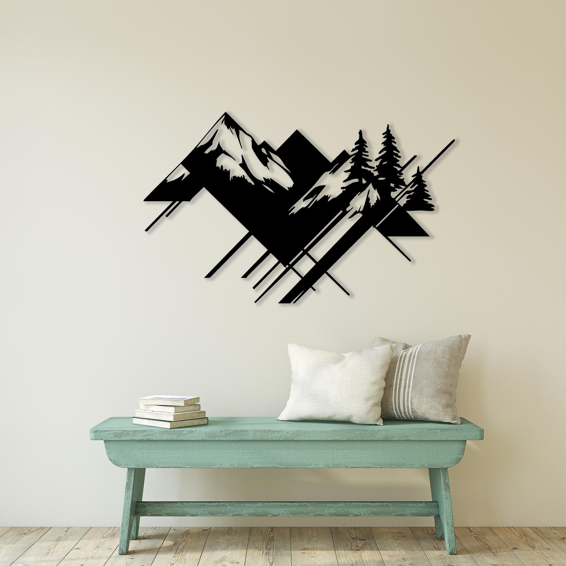 Geometric Mountain Metal Wall Art , Modern Minimalist Home Decor | Wallsignature