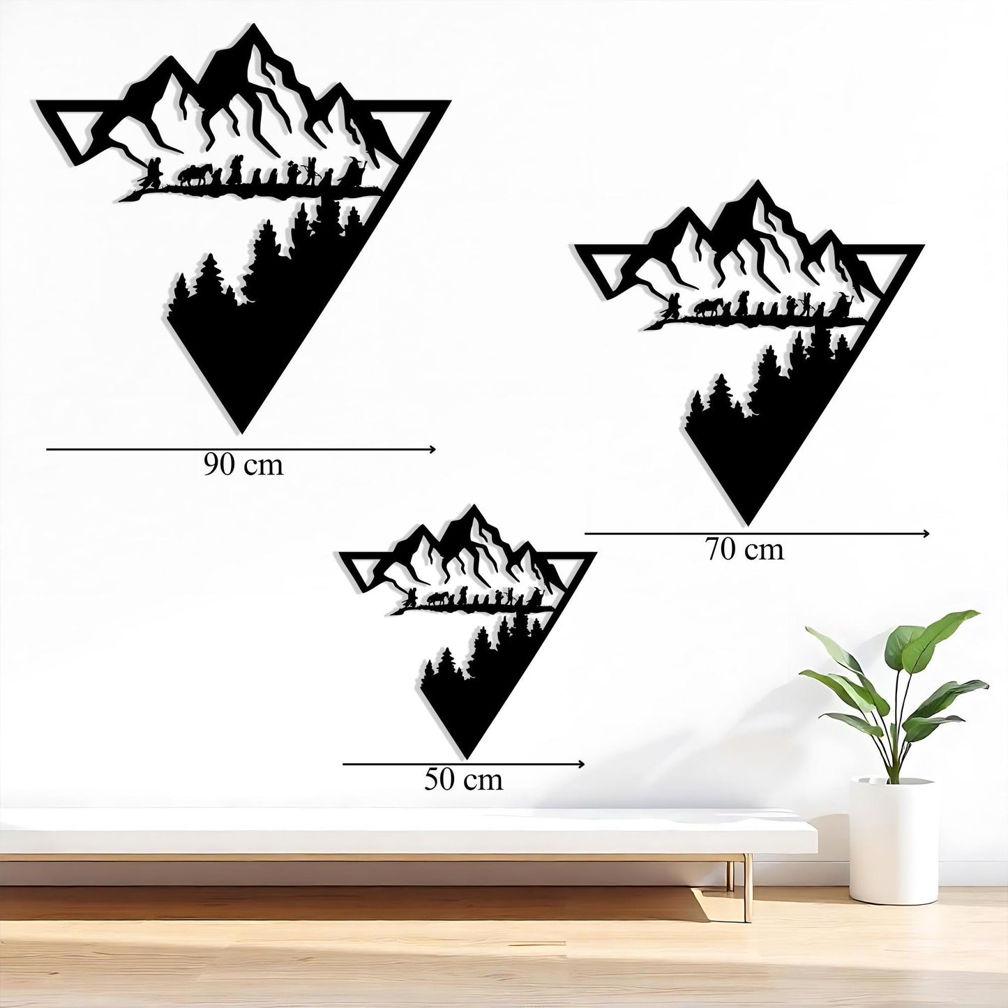 Lord of the Rings Metal Wall Art, Geometric Mountain Forest Decor