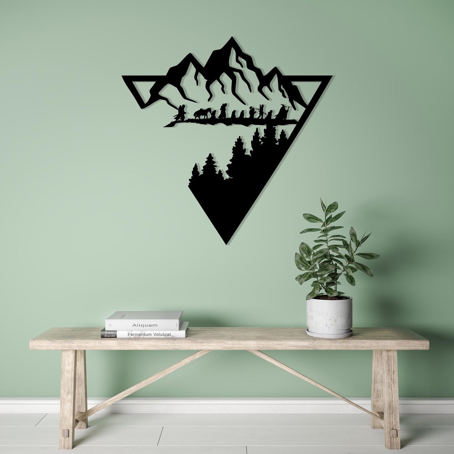 Lord of the Rings Metal Wall Art, Geometric Mountain Forest Decor