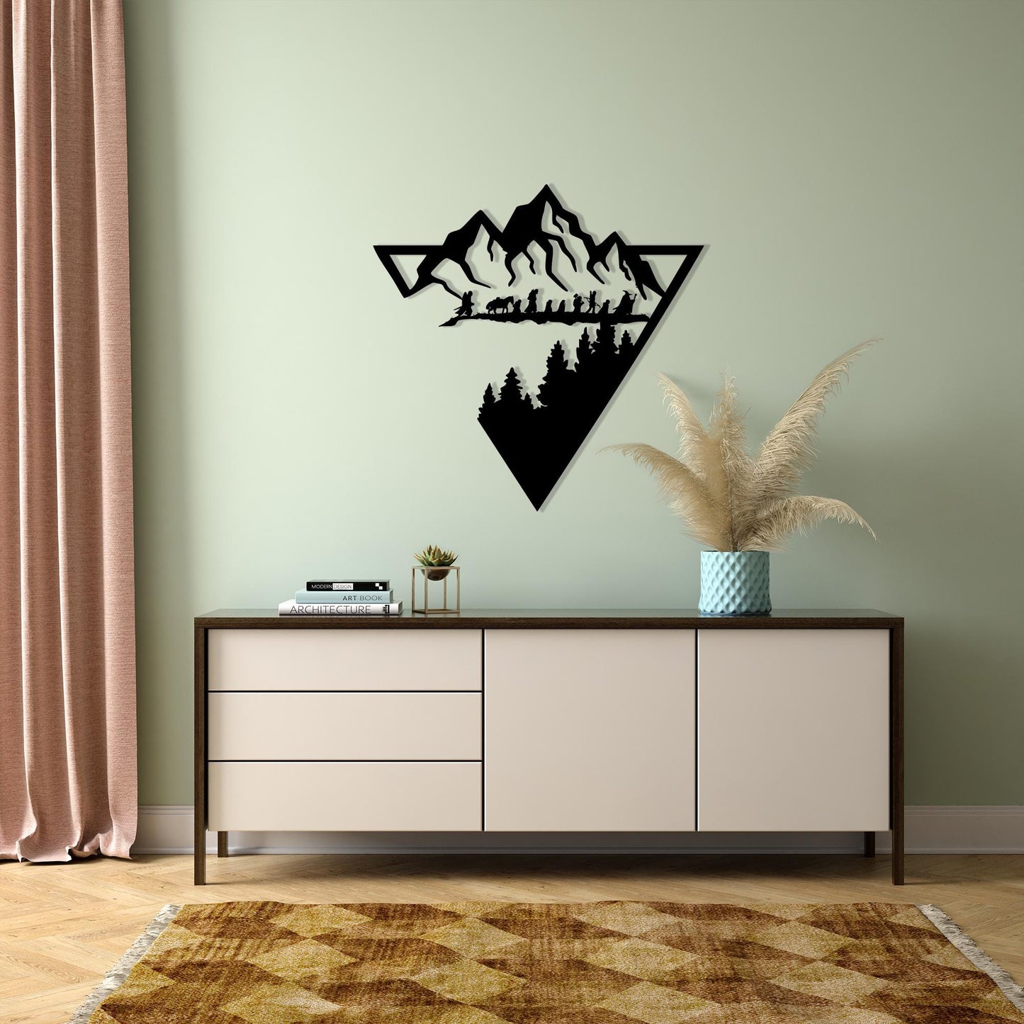 Lord of the Rings Metal Wall Art, Geometric Mountain Forest Decor