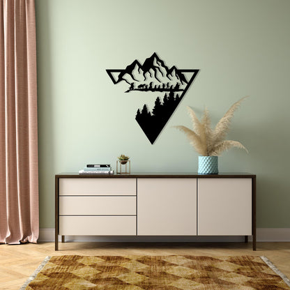 Geometric Mountain Metal Wall Art colour options for the metal panel