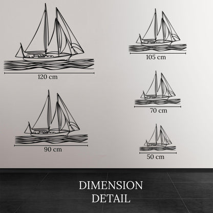 Sailboat Metal Wall Art hanging hardware and mounting detail