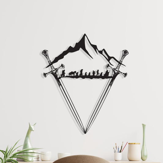 Crossed Swords Metal Wall Art – laser-cut steel wall decor