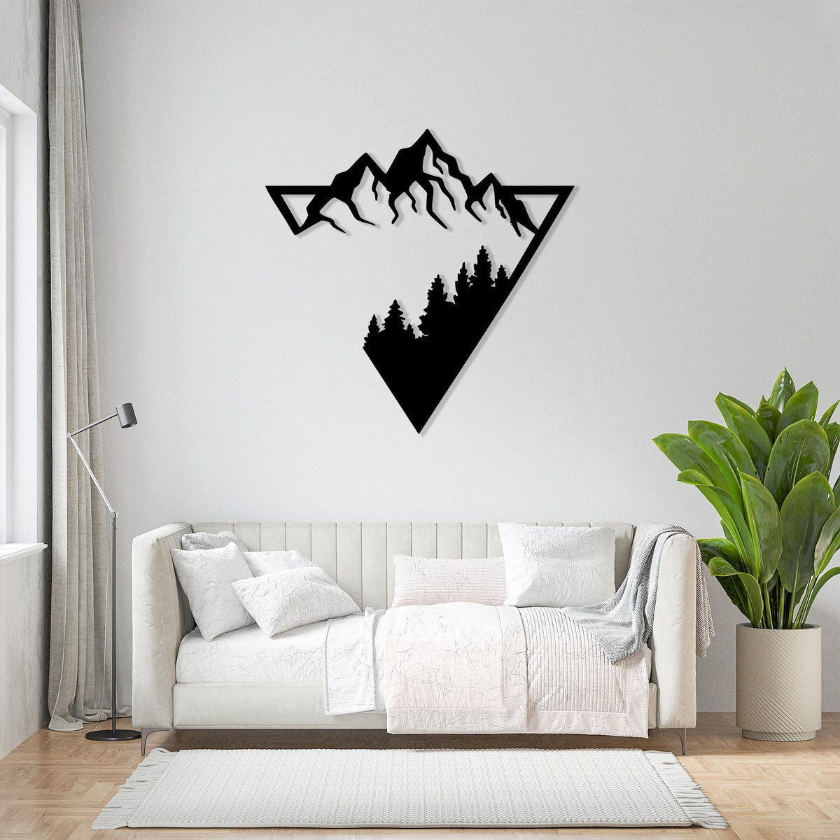 Mountain Forest Metal Wall Art close-up of the powder-coated finish