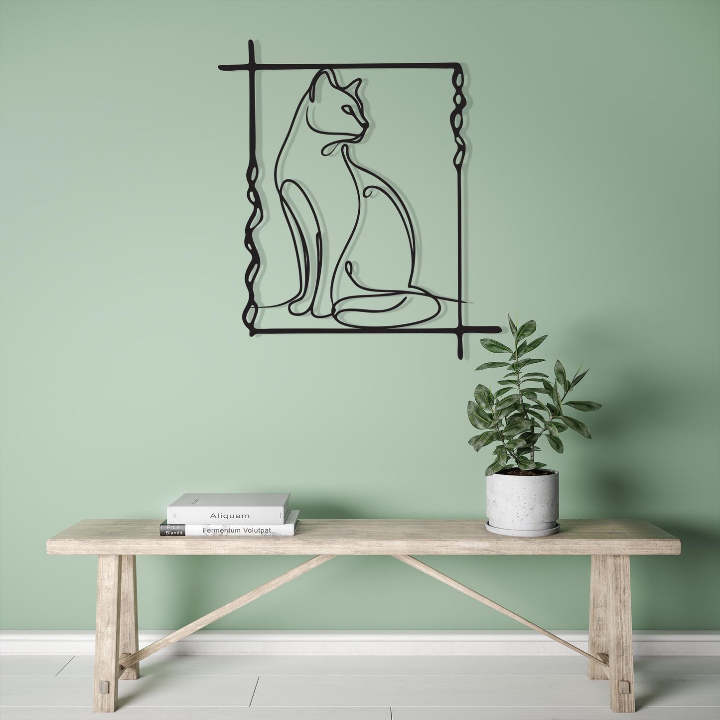 Minimalist Cat Line Art, Metal Wall Decor, Modern Home Accent, Unique Birthday Gift | Wallsignature