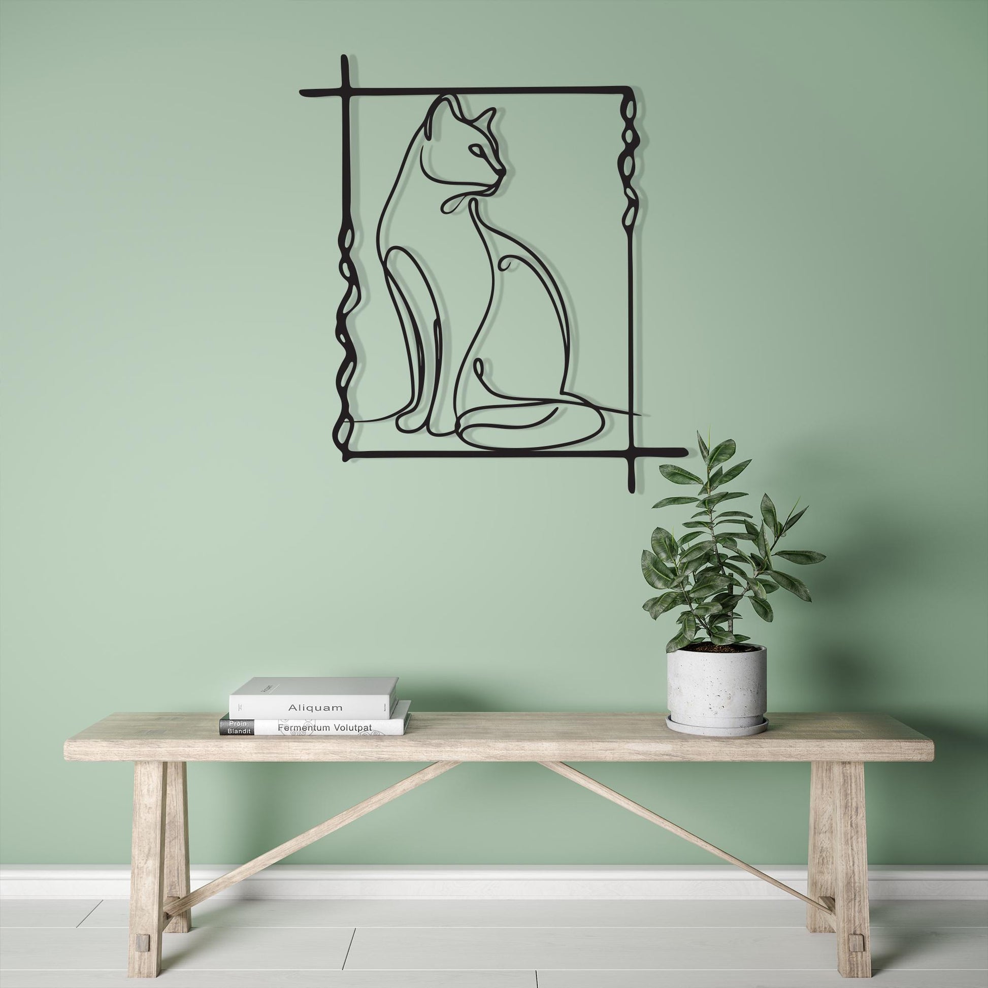 Minimalist Cat Line Art, Metal Wall Decor, Modern Home Accent, Unique Birthday Gift | Wallsignature