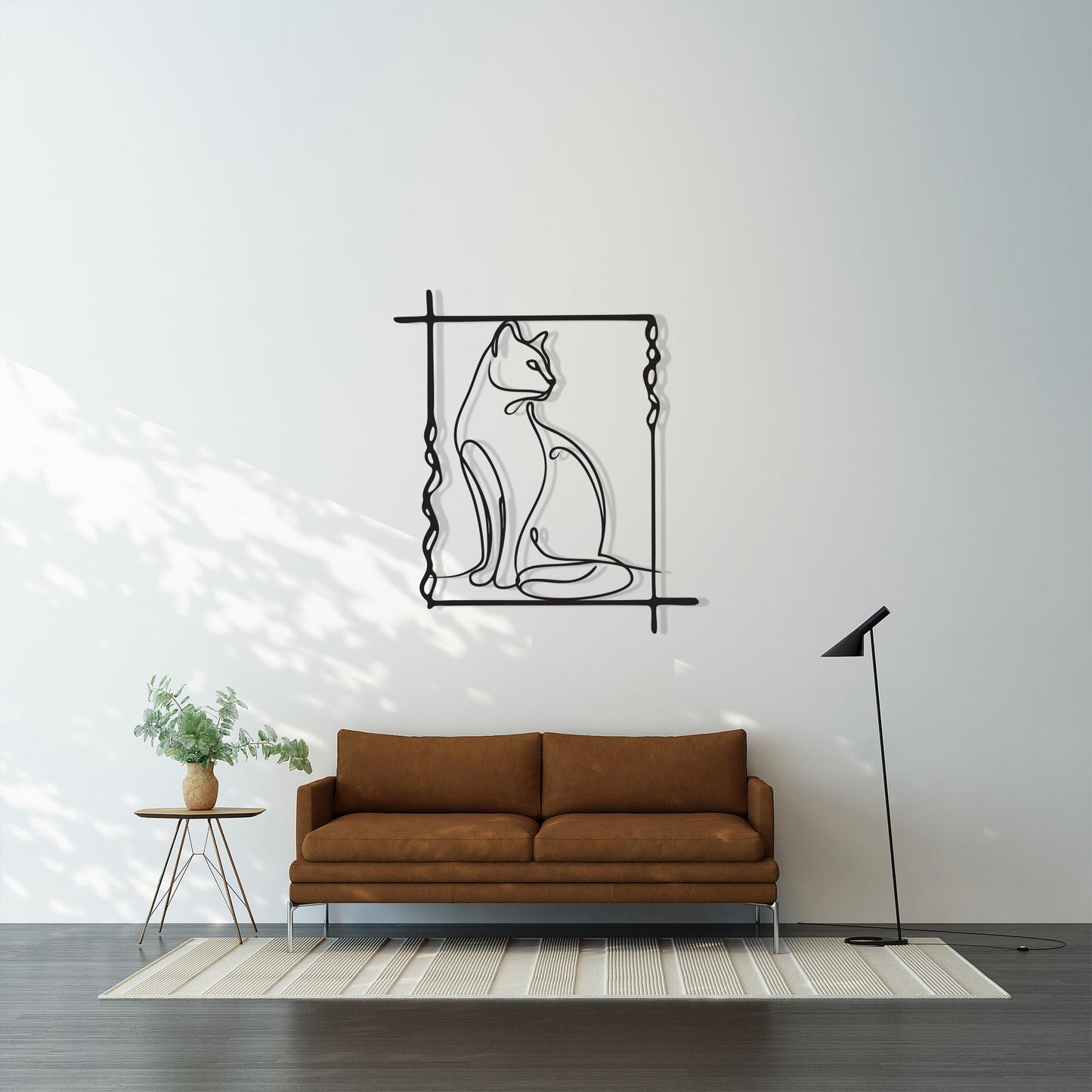 Minimalist Cat Line Art colour options for the metal panel