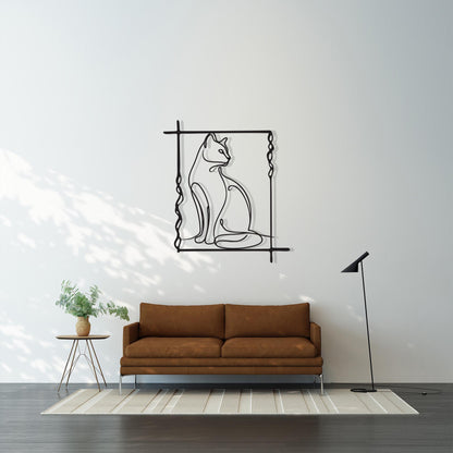 Minimalist Cat Line Art colour options for the metal panel