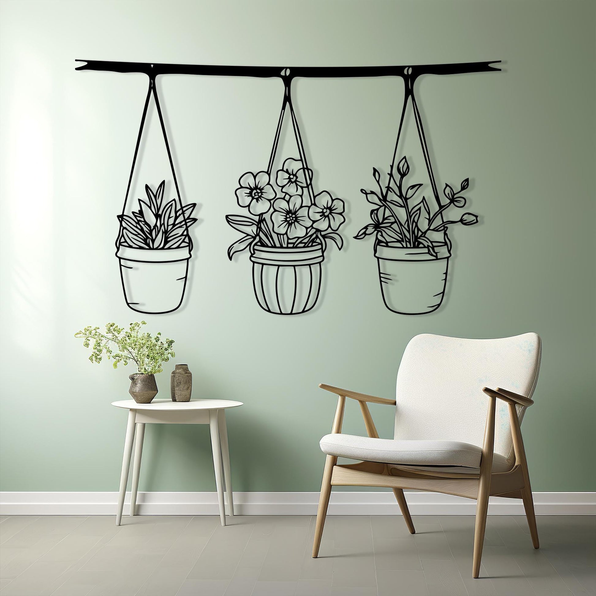 Botanical Metal Hanging Planter Wall Art colour options for the metal panel