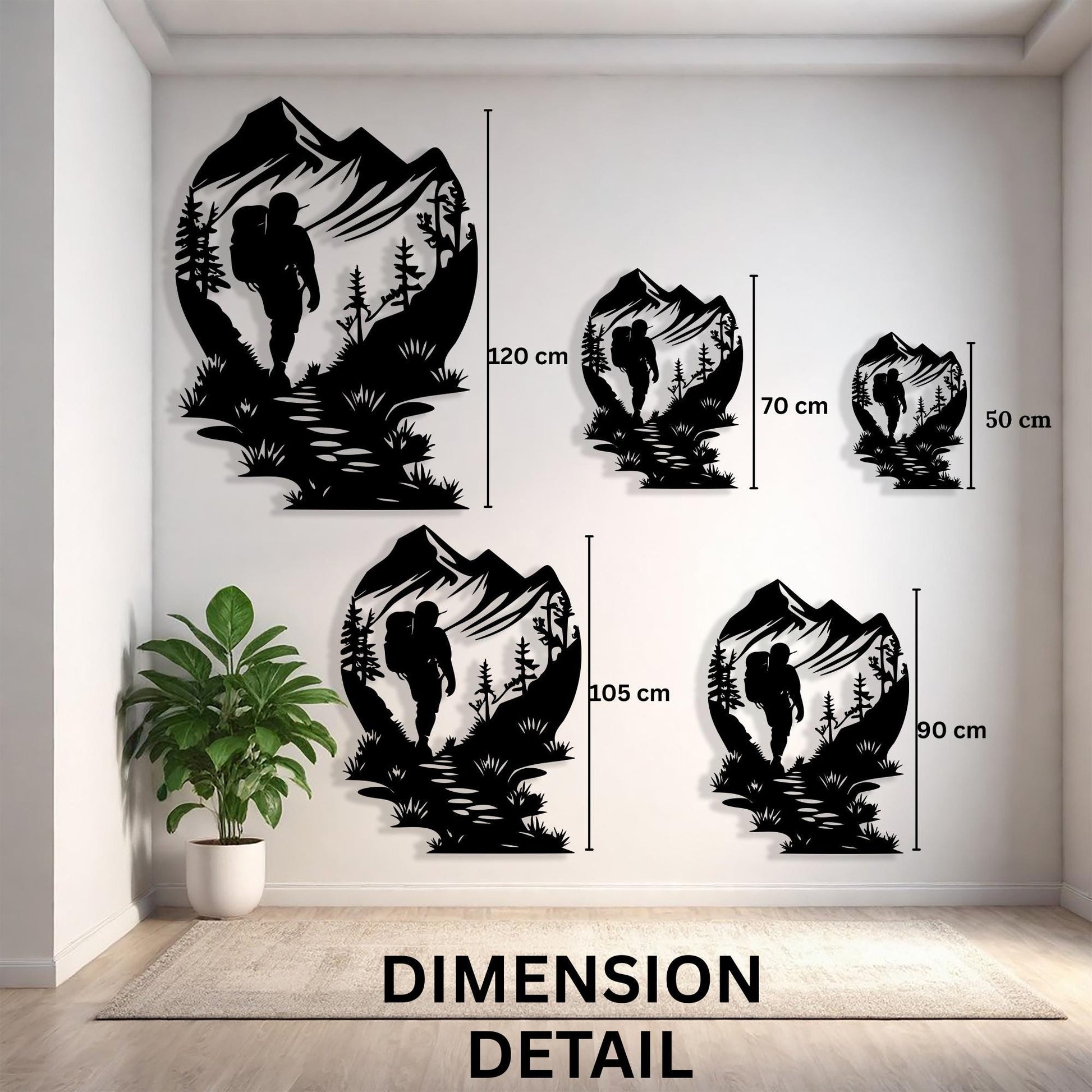 Hiker Metal Wall Art, Mountain Forest Adventure Decor | Wallsignature