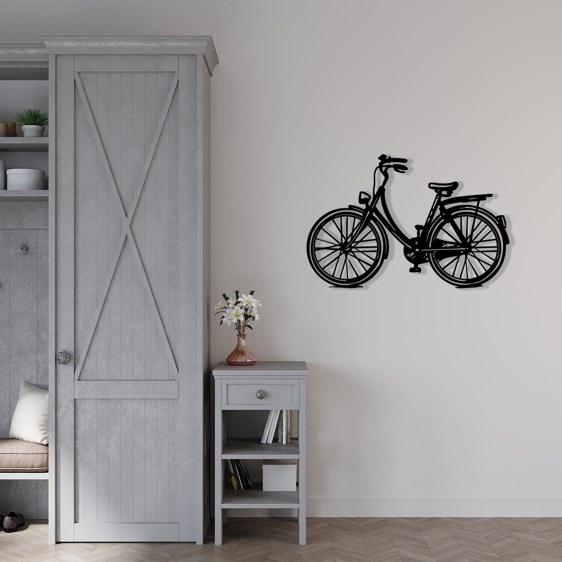 Bicycle Black Metal Wall Art colour options for the metal panel