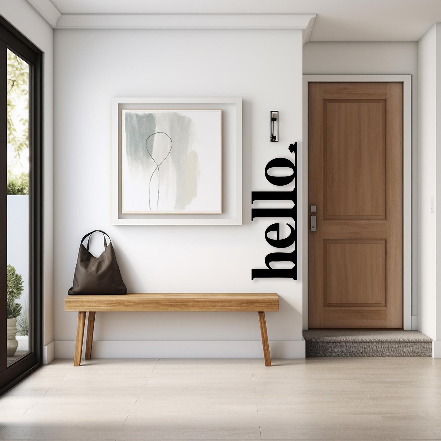 Modern Hello Metal Wall Art, Minimalist Entryway Decor | Wallsignature