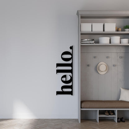 Modern Hello Metal Wall Art hanging hardware and mounting detail