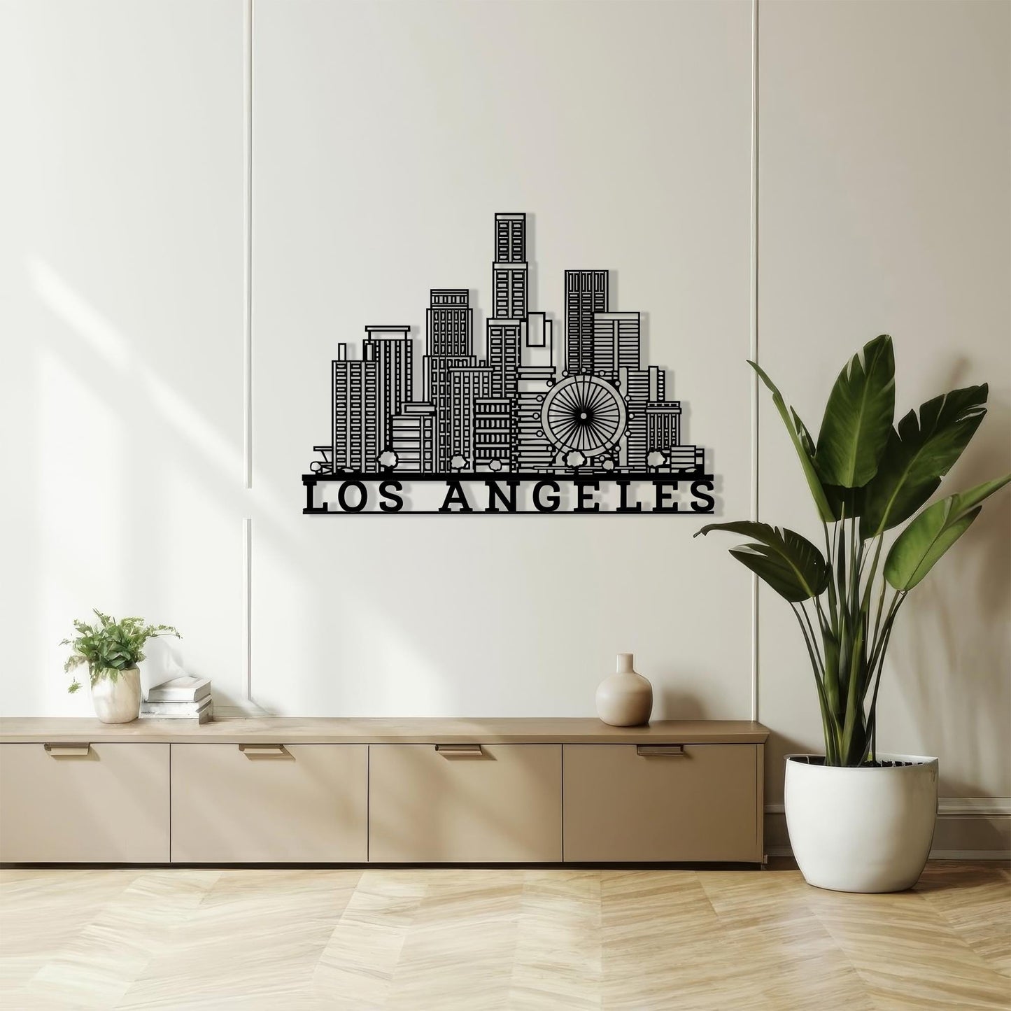 Los Angeles Skyline Metal Wall Art detail of the metal edge