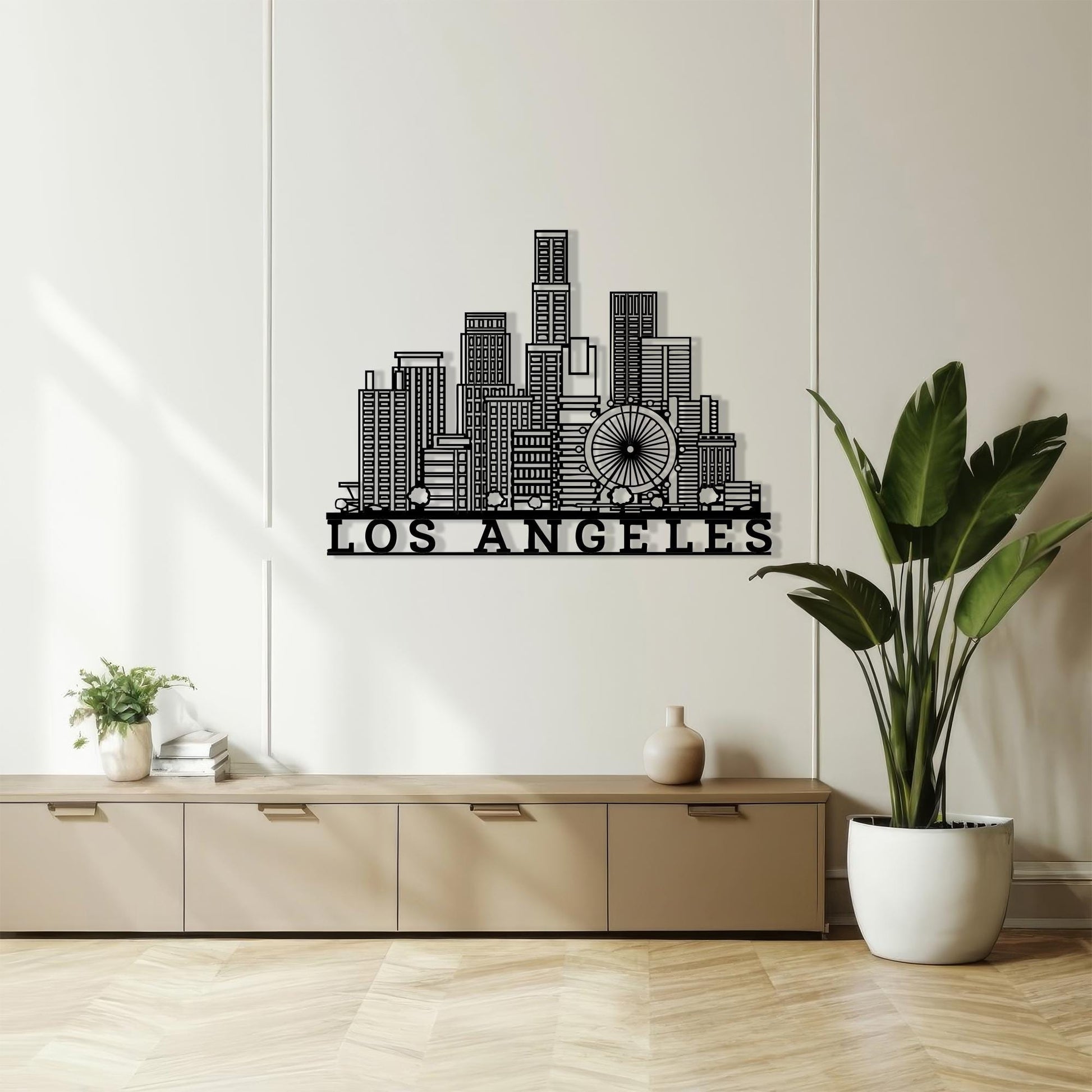 Los Angeles Skyline Metal Wall Art detail of the metal edge