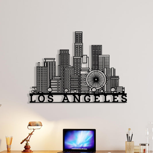 Los Angeles Skyline Metal Wall Art – laser-cut steel wall decor