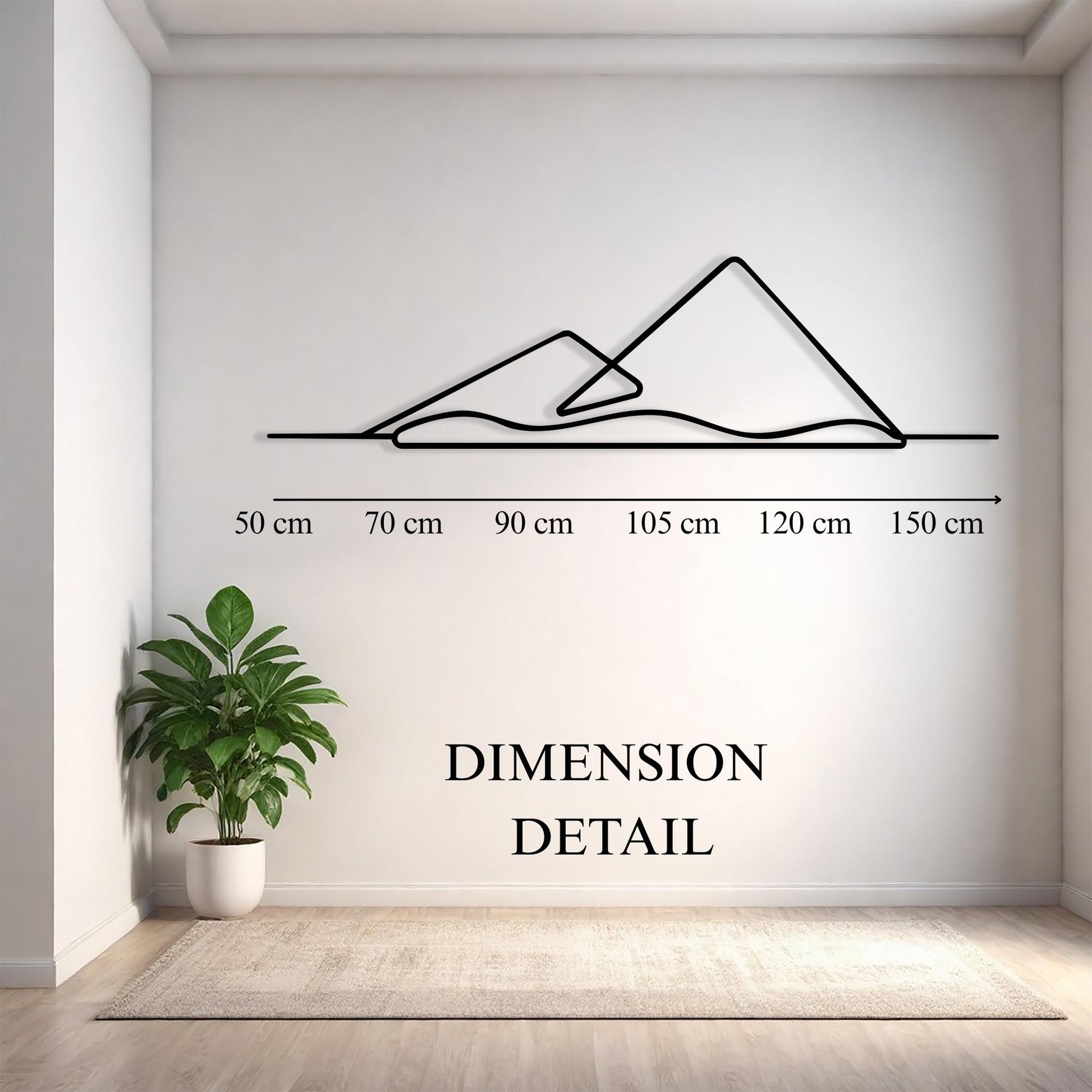 Minimalist Mountain Metal Wall Art, Modern Line Design For Living Room, Unique Birthday Gift | Wallsignature