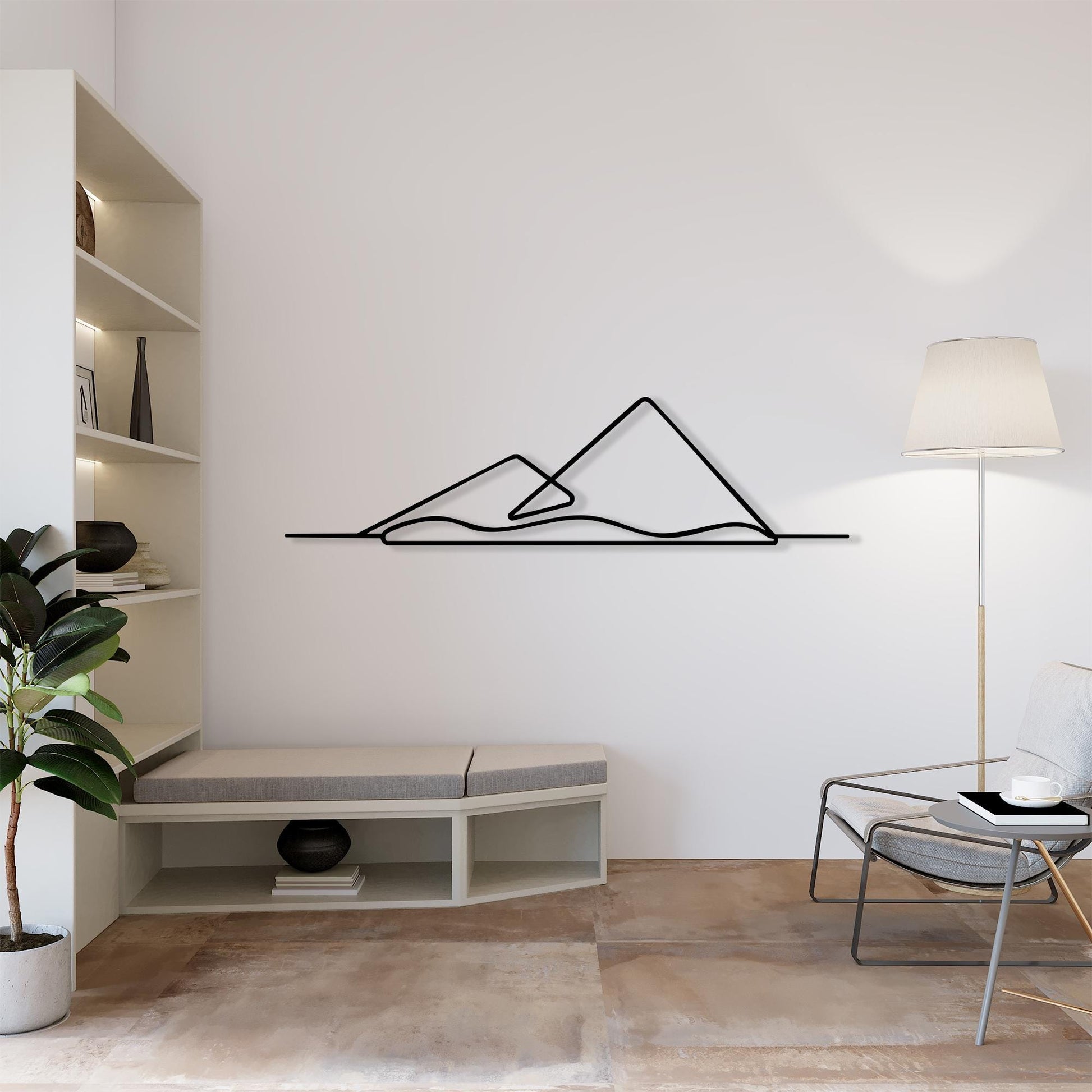 Minimalist Mountain Metal Wall Art, Modern Line Design For Living Room, Unique Birthday Gift | Wallsignature