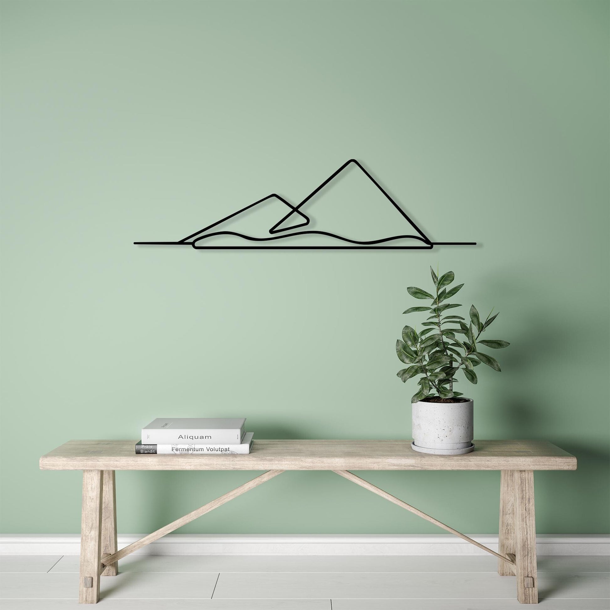 Minimalist Mountain Metal Wall Art bedroom interior styling
