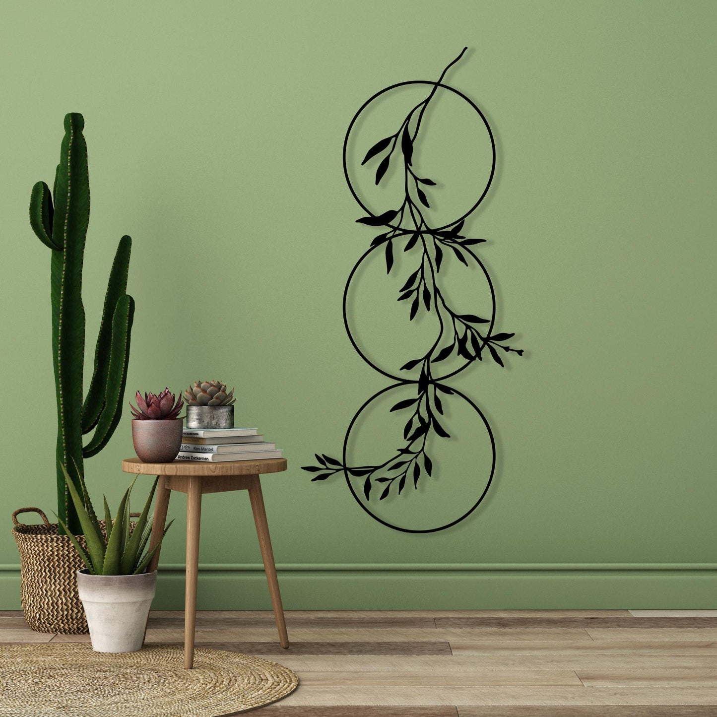 Vertical Metal Wall Art in a modern hallway