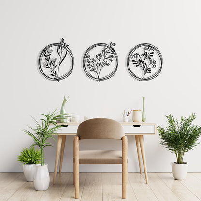 Metal Flower Wall Art Set hanging hardware and mounting detail
