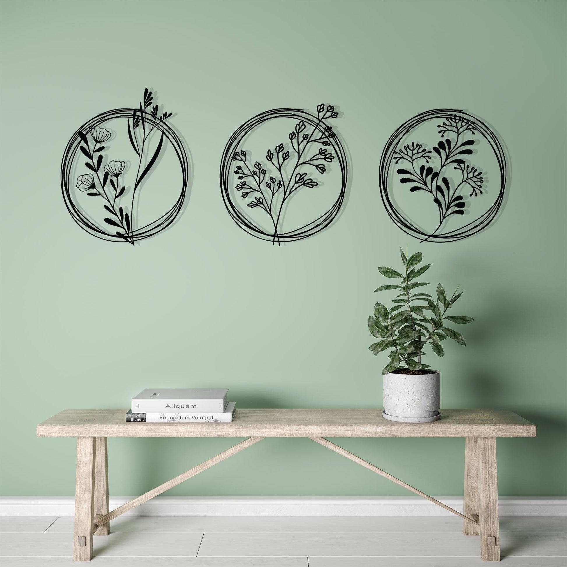 Metal Flower Wall Art Set, Modern Botanical Decor | Wallsignature