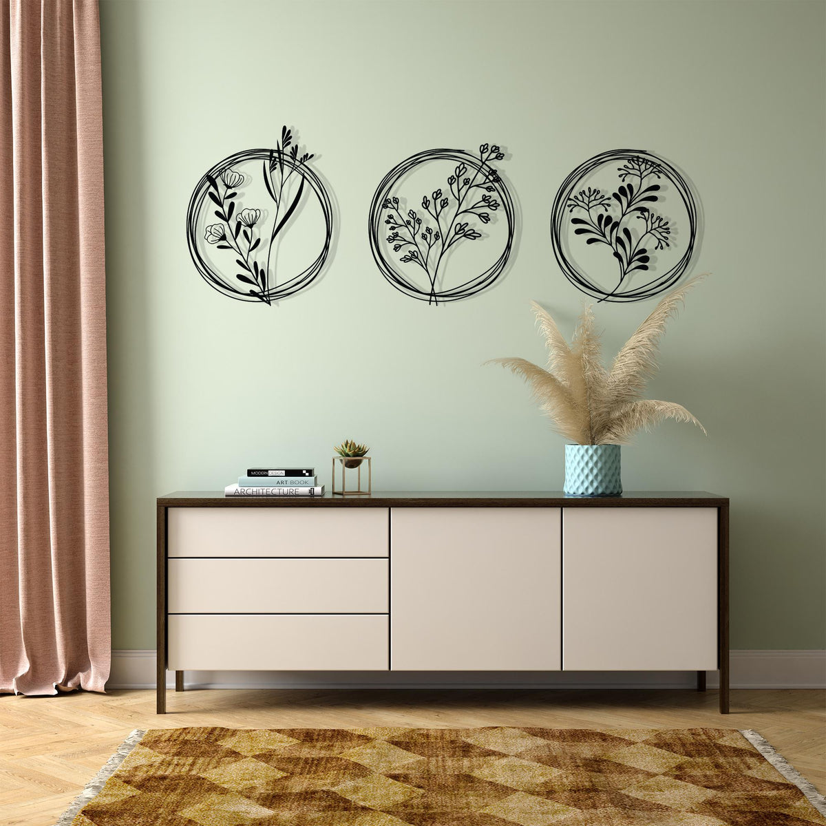 Metal Flower Wall Art Set colour options for the metal panel