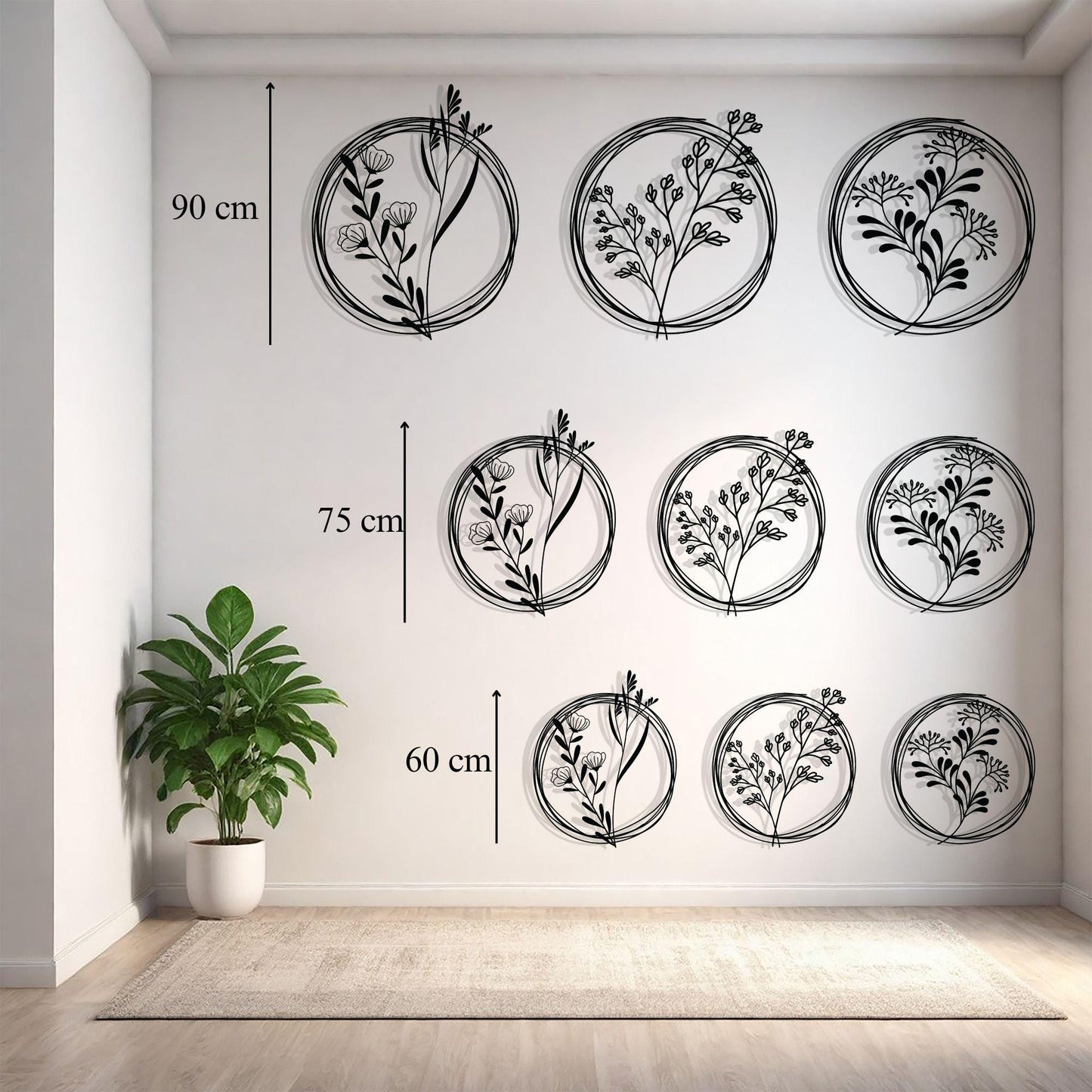 Metal Flower Wall Art Set, Modern Botanical Decor | Wallsignature
