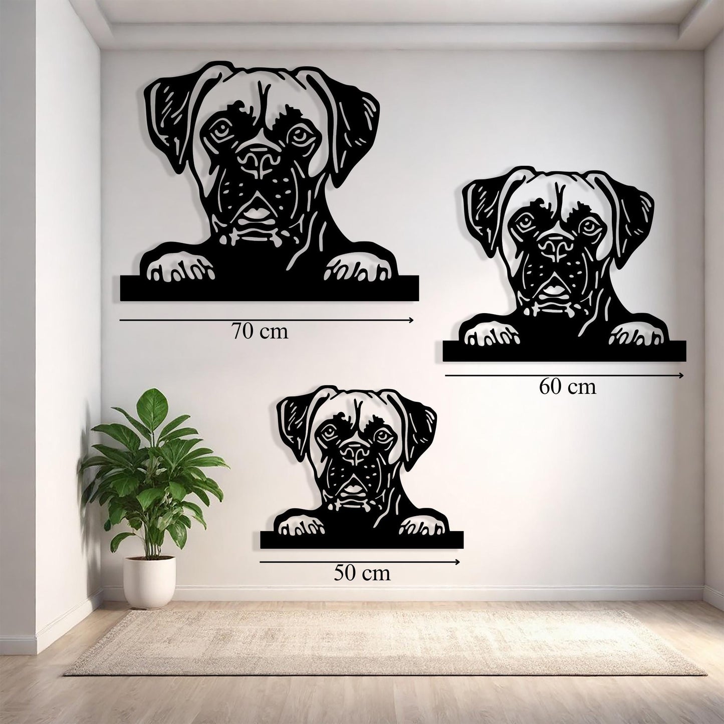 Boxer Dog Metal Wall Art, Modern Steel Silhouette