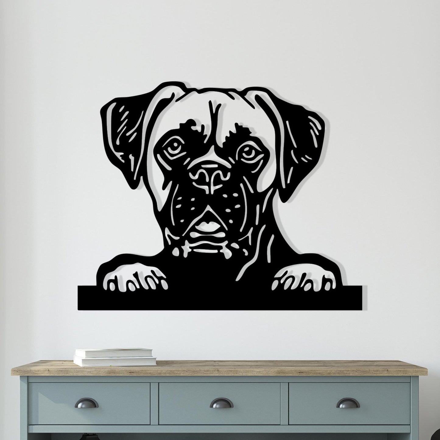 Boxer Dog Metal Wall Art, Modern Steel Silhouette