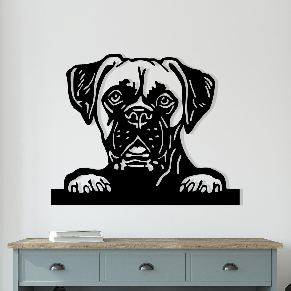 Boxer Dog Metal Wall Art – laser-cut steel wall decor