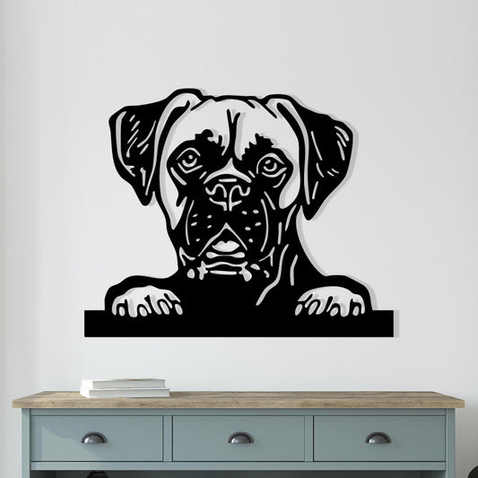 Boxer Dog Metal Wall Art – laser-cut steel wall decor